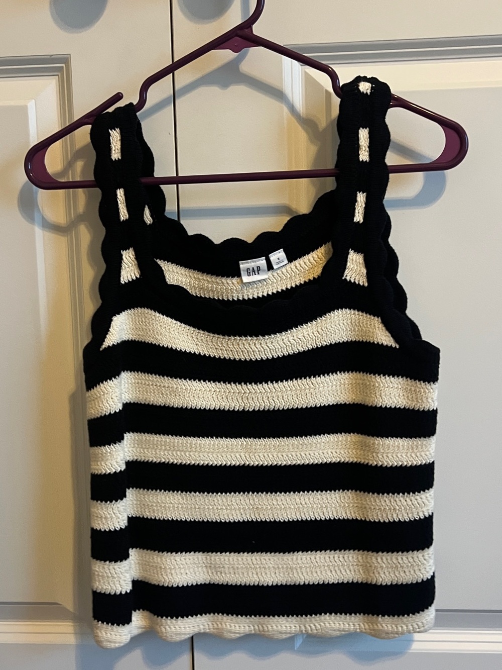 GAP Black & Cream Striped Knit Tank